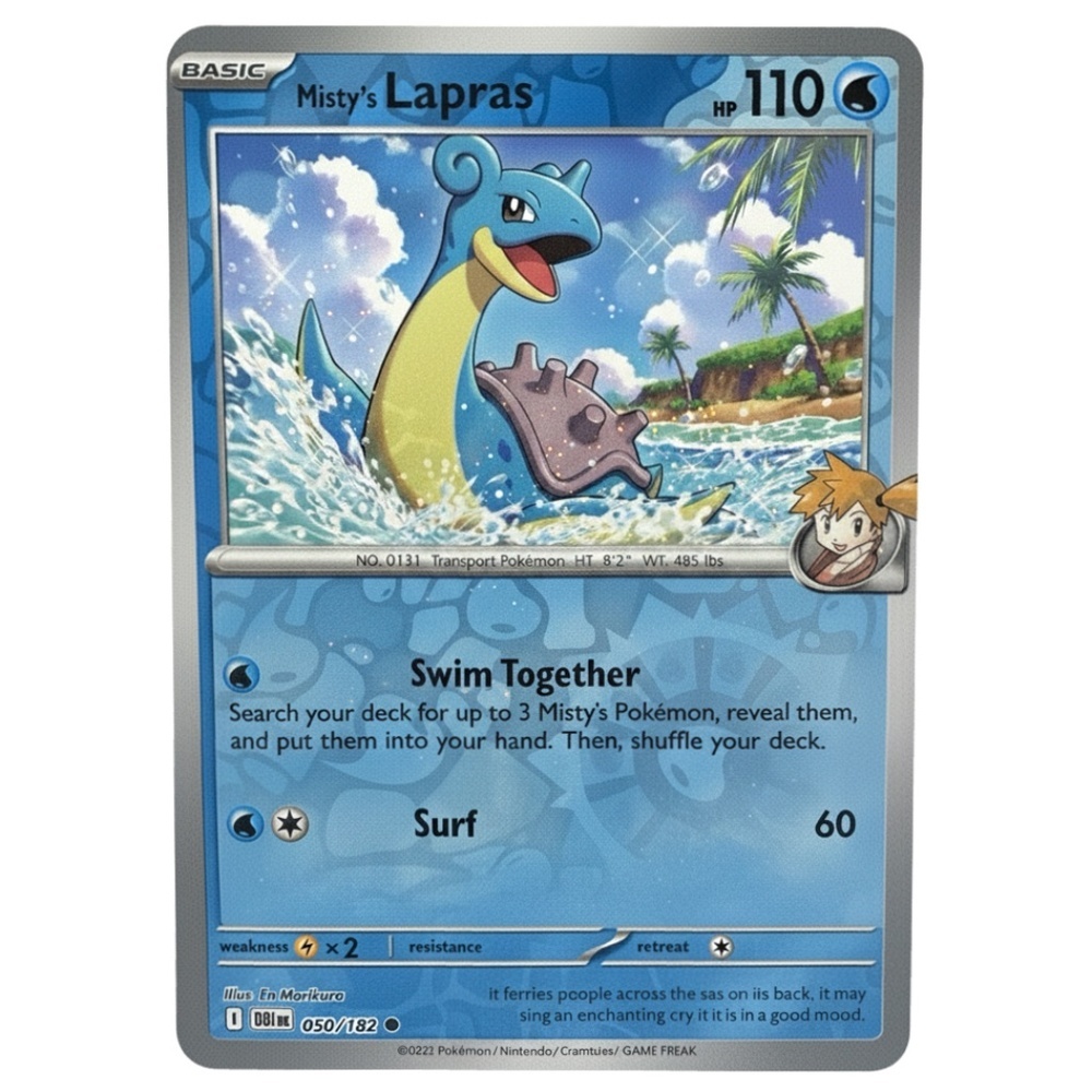 Pokemon Misty’s Lapras 050/182 Holo Rare Card 2022 Near Mint TCG